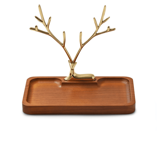 Designer Wood Jewelry Display Tray with Deer Rack