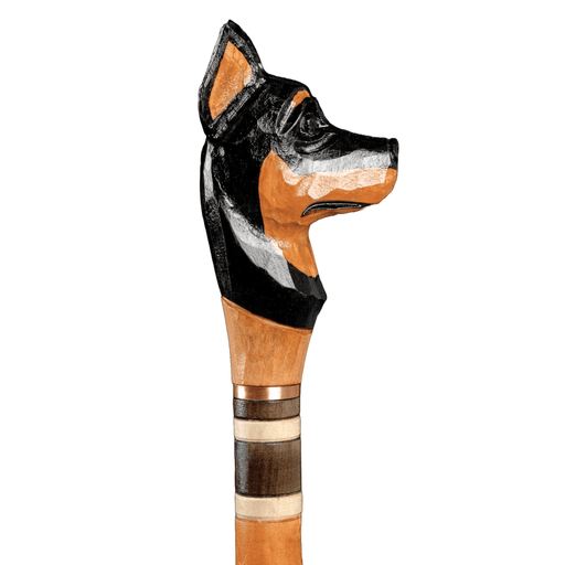 Doberman Walking Stick Wood Carved Solid Stylish Canes for Men