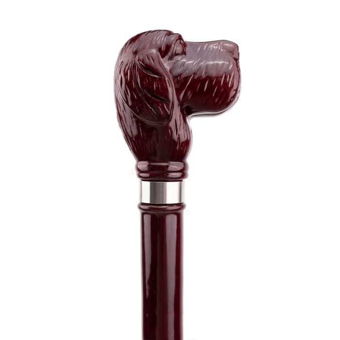 Dog Rare Design Wooden Walking Cane, Hand Carved