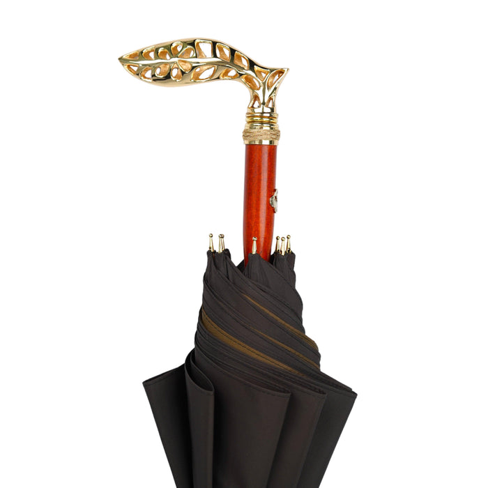 Double Cloth Men's Umbrella - 24K Goldplated handle - Artynov | Unique Handmade Accessories