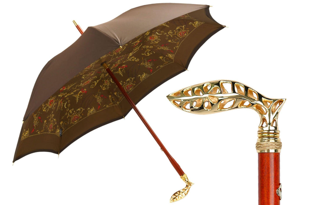 Double Cloth Men's Umbrella - 24K Goldplated handle - Artynov | Unique Handmade Accessories