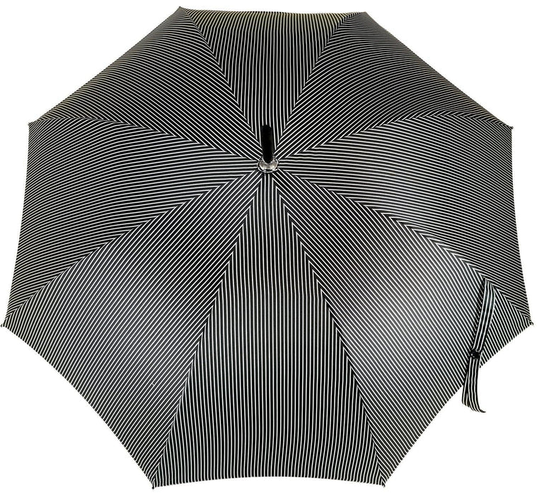 Double Cloth Men's Umbrella Classic Black with Striped Design