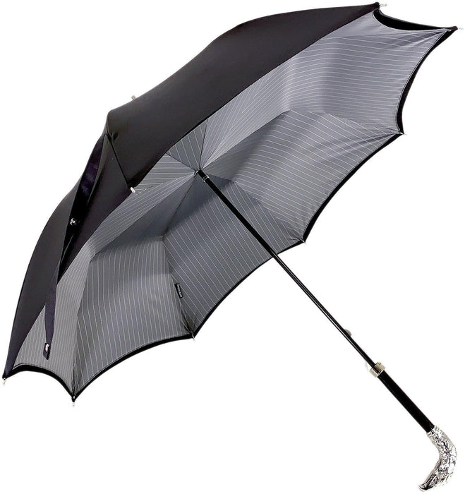 Double Cloth Men's Umbrella with Silver-Plated Eagle Handle