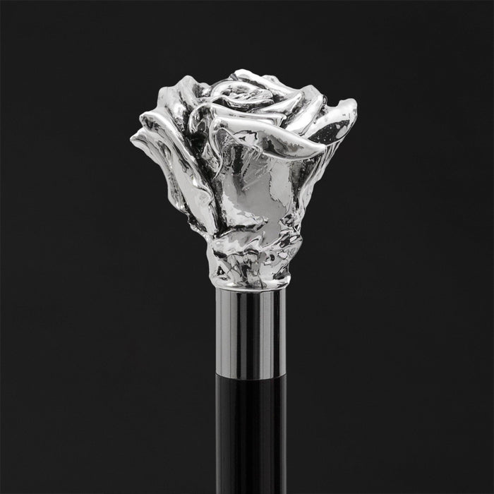 Dress Walking Cane Elegant Handle Silver Rose Walking Stick Floral