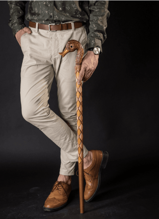 Duck Walking Stick, Walking Cane Hand Carved - Handmade