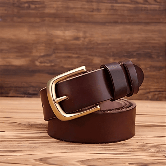 Durable Dark Brown Leather Western Belt For Men