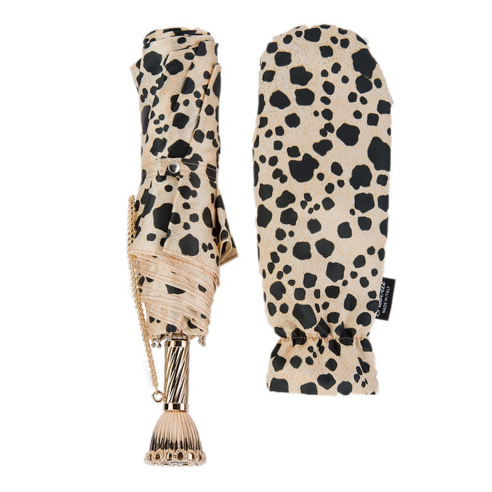 Chic Leopard Jewel Brass Unique Folding Umbrella