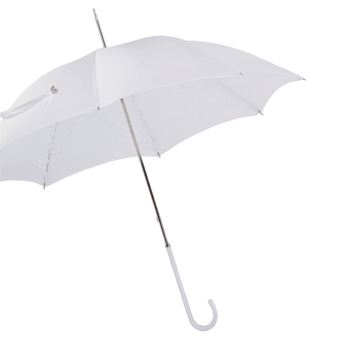 Lace Leather Exclusive Classic White Wedding Umbrella - Artynov | Unique Handmade Accessories