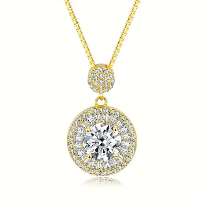 Golden Plated 925 Sterling Silver 6.2g Pendant with 2 Carat Moissanite