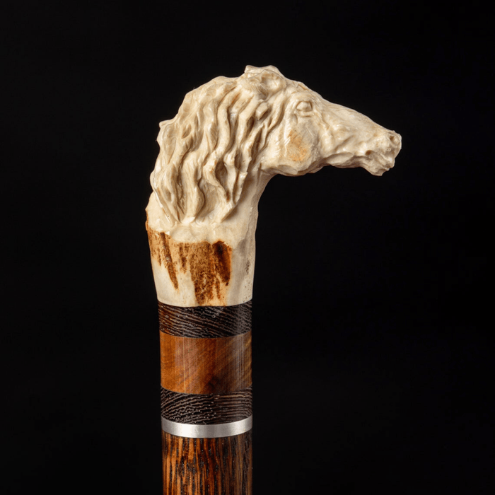 Irish Horse Walking Cane Handle Deer Bone - Limited