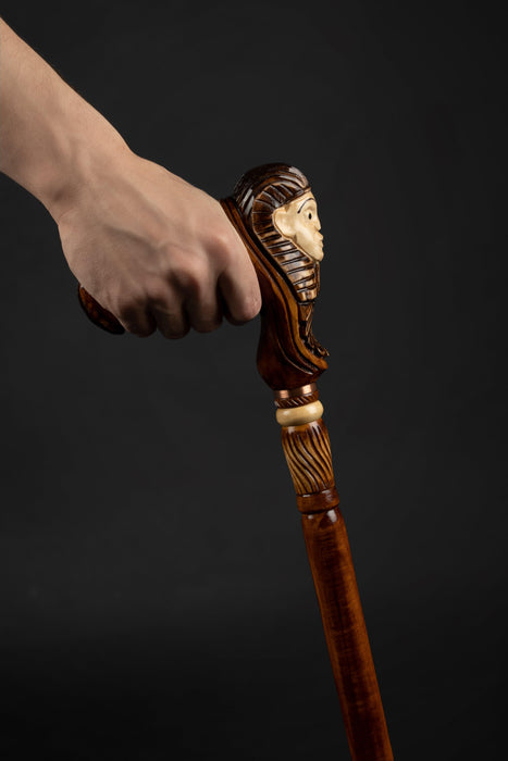 Egyptian Sphinx Walking Cane, Antique Walking Stick Ergonomic Handle