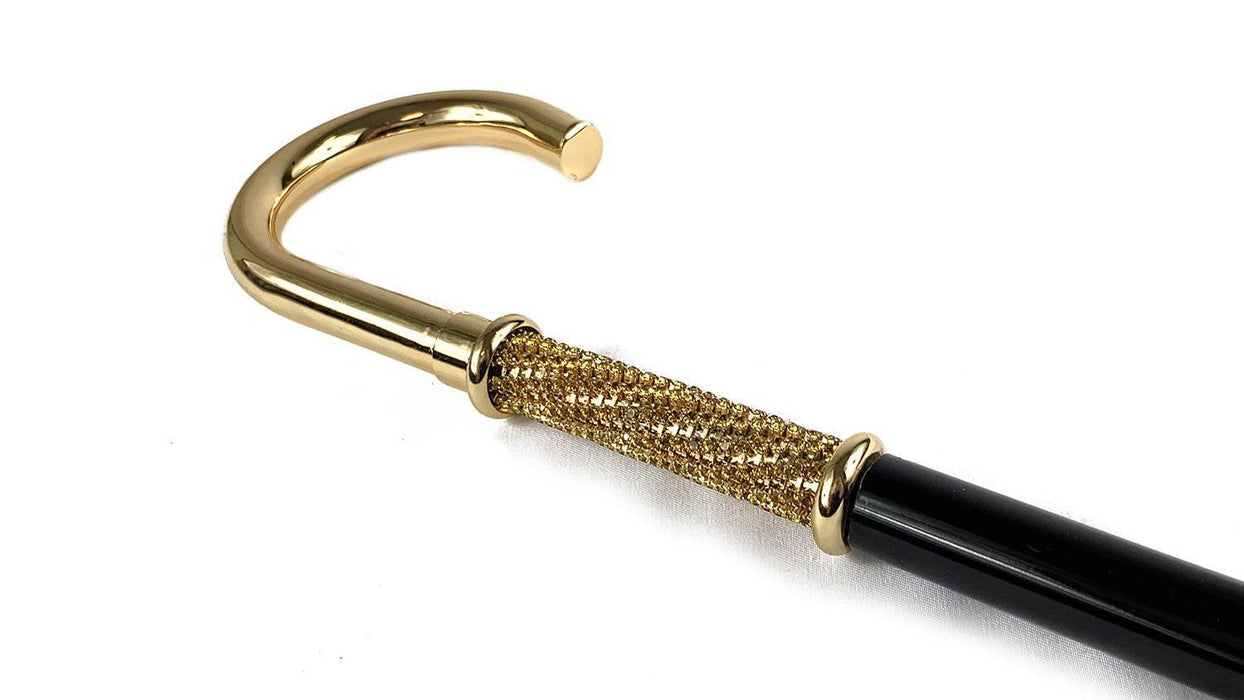 Elegant 24K Gold-plated Walking Cane with Topaz Crystals