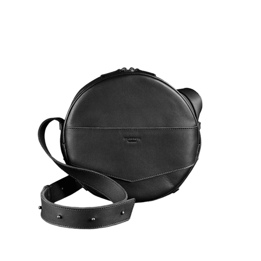 Elegant round leather crossbody bag for women