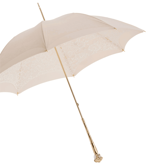 Elegant Beige Double Cloth Umbrella Parasol