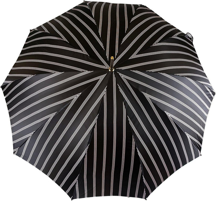 Elegant Black and Light Grey Striped Umbrella with Timeless Charm