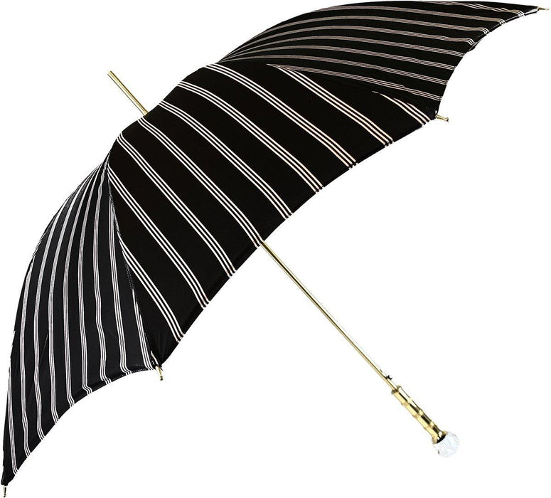 Elegant Black and Light Grey Striped Umbrella with Timeless Charm