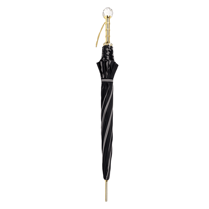 Elegant Black and Light Grey Striped Umbrella with Timeless Charm