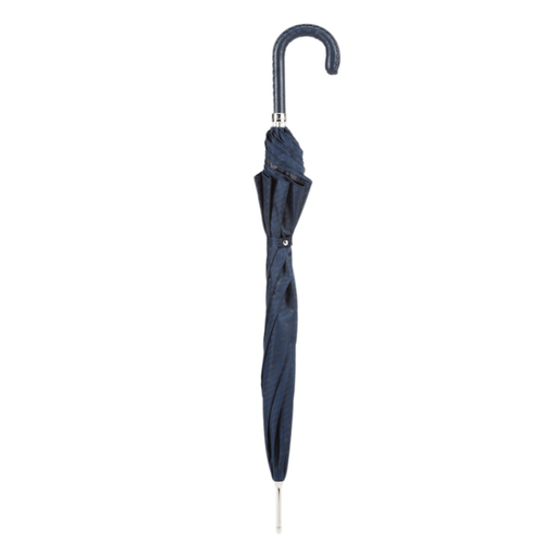 Elegant Blue Gents Umbrella with Navy Leather Handle