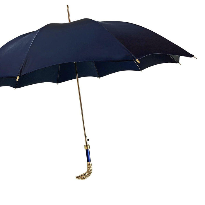 Elegant Blue Umbrella with 24K Gold-Plated Eagle Handle