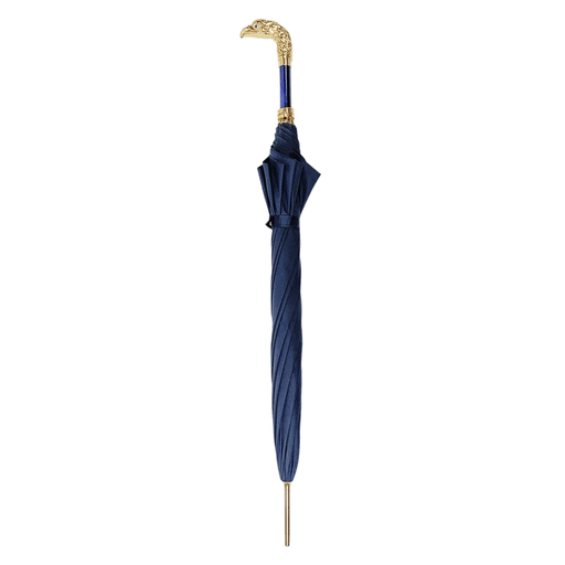 Elegant Blue Umbrella with 24K Gold-Plated Eagle Handle