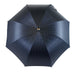 Elegant Blue Umbrella with Hand-Curved Natural Chestnut Wood Handle