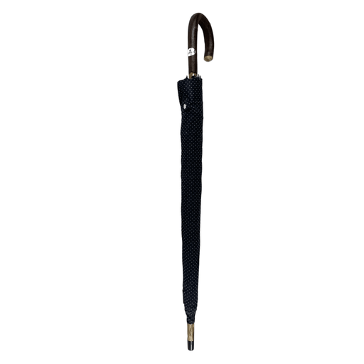 Elegant Blue Umbrella with Hand-Curved Natural Chestnut Wood Handle