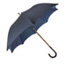 Elegant Blue Umbrella with Hand-Curved Natural Chestnut Wood Handle