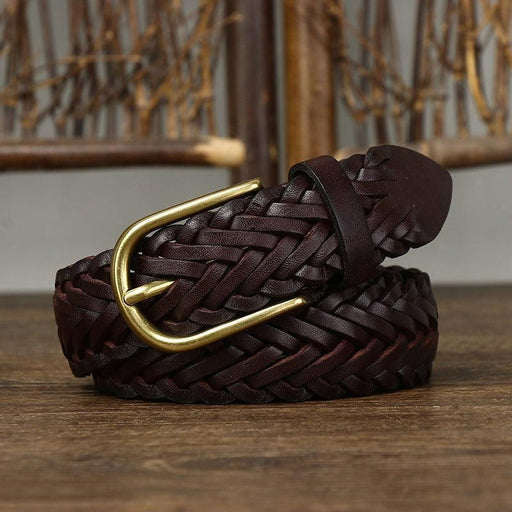 Elegant Braided Leather Belt For Women, Halina Model