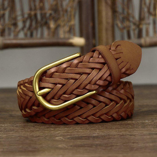 Elegant Braided Leather Belt For Women, Halina Model