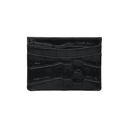 Elegant Burgundy Card Holder Crocodile Pattern