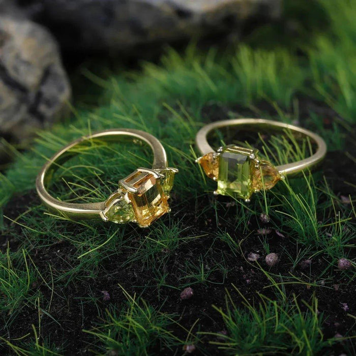 Elegant Citrine Ring with Peridot Accents