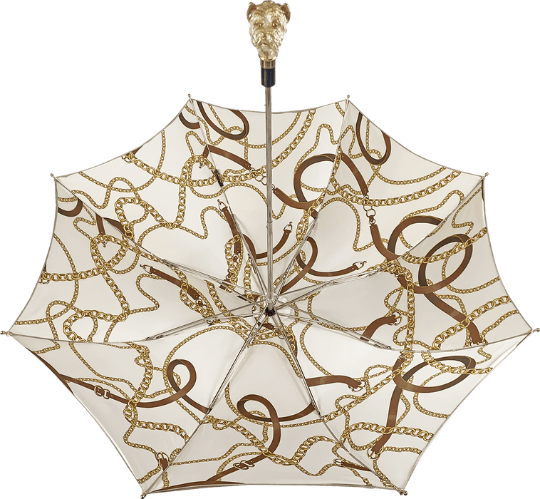 Elegant Cream Umbrella with Enameled Dog Handle