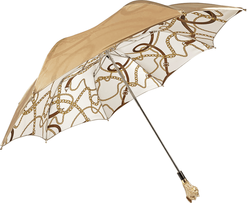 Elegant Cream Umbrella with Enameled Dog Handle