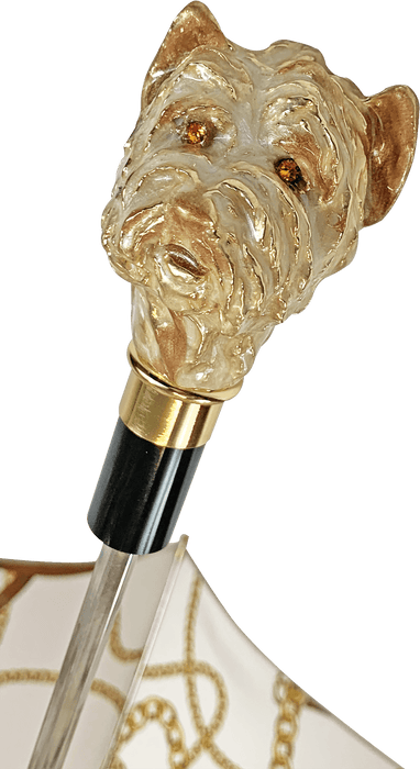 Elegant Cream Umbrella with Enameled Dog Handle