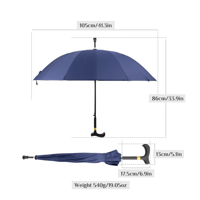 Elegant Dark Blue Automatic Windproof Walking Cane Umbrella