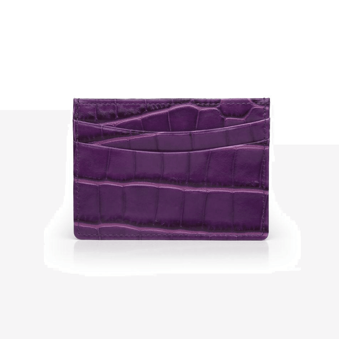 Elegant Dark Magenta Card Holder Italian Leather