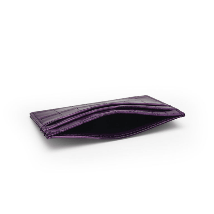 Elegant Dark Magenta Card Holder Italian Leather