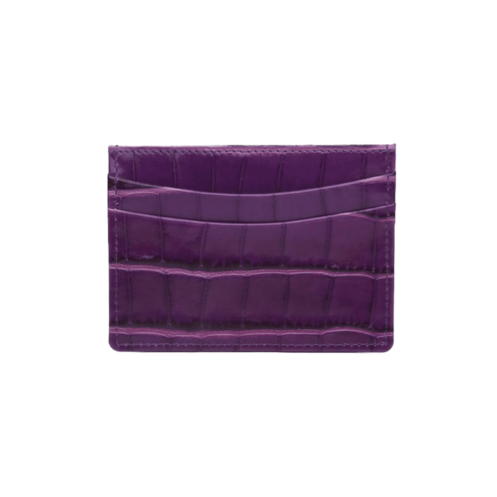 Elegant Dark Magenta Card Holder Italian Leather