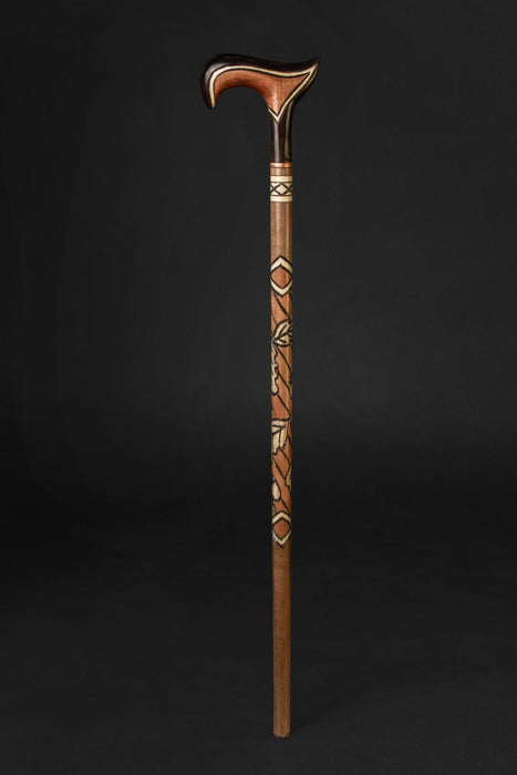 Elegant Design Walking Stick Acorn Hand Carved, Сolored