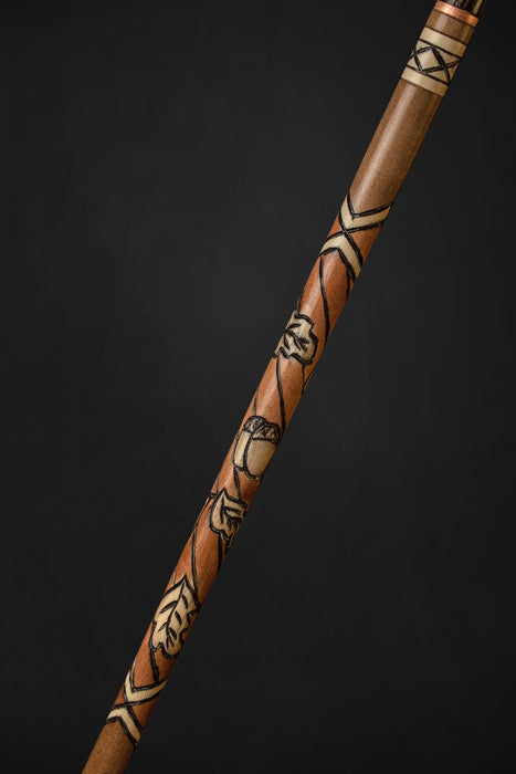 Elegant Design Walking Stick Acorn Hand Carved, Сolored