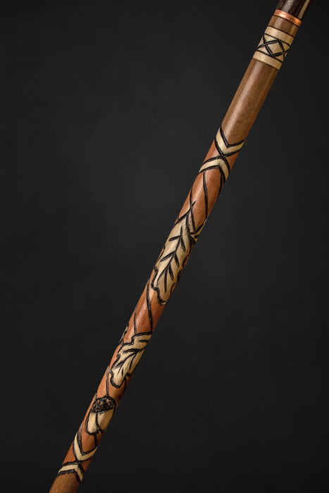 Elegant Design Walking Stick Acorn Hand Carved, Сolored