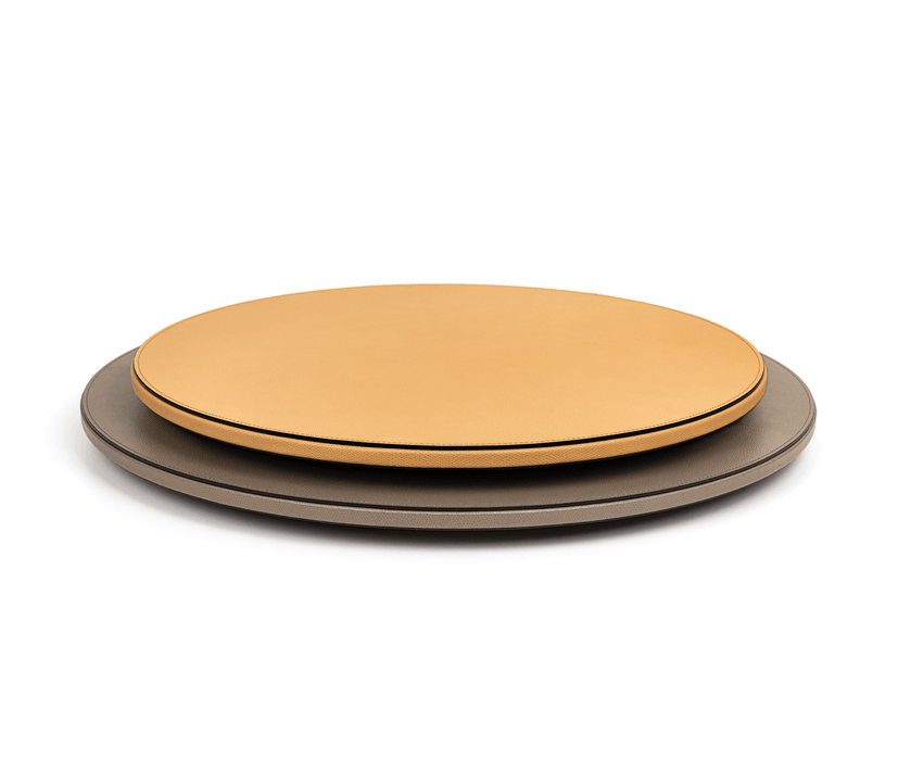 Elegant Designer Revolving Calf Leather Lazy Susan Tray