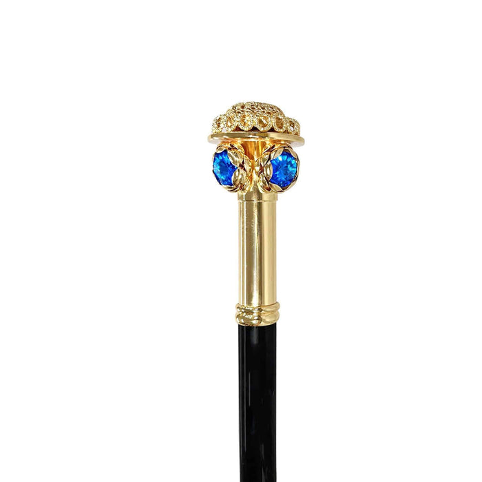 Elegant Flower Handle with Crystals Walking Stick