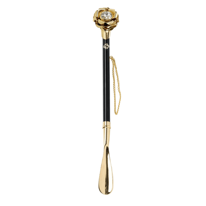 Elegant Golden Rose Handle 24K Gold-Plated Shoehorn