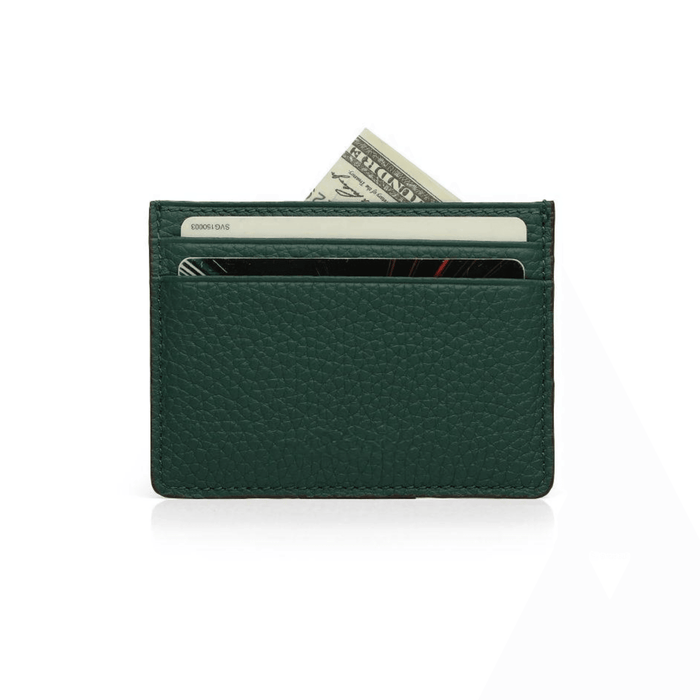 Elegant Green Minimalist Leather Card Holder