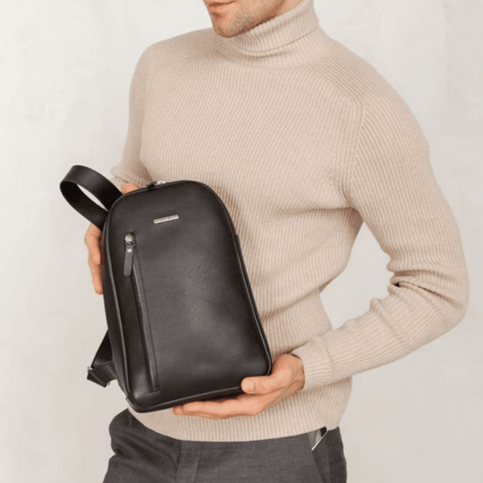 Elegant Handmade Premium Leather Men's One-Shoulder Sling Backpack