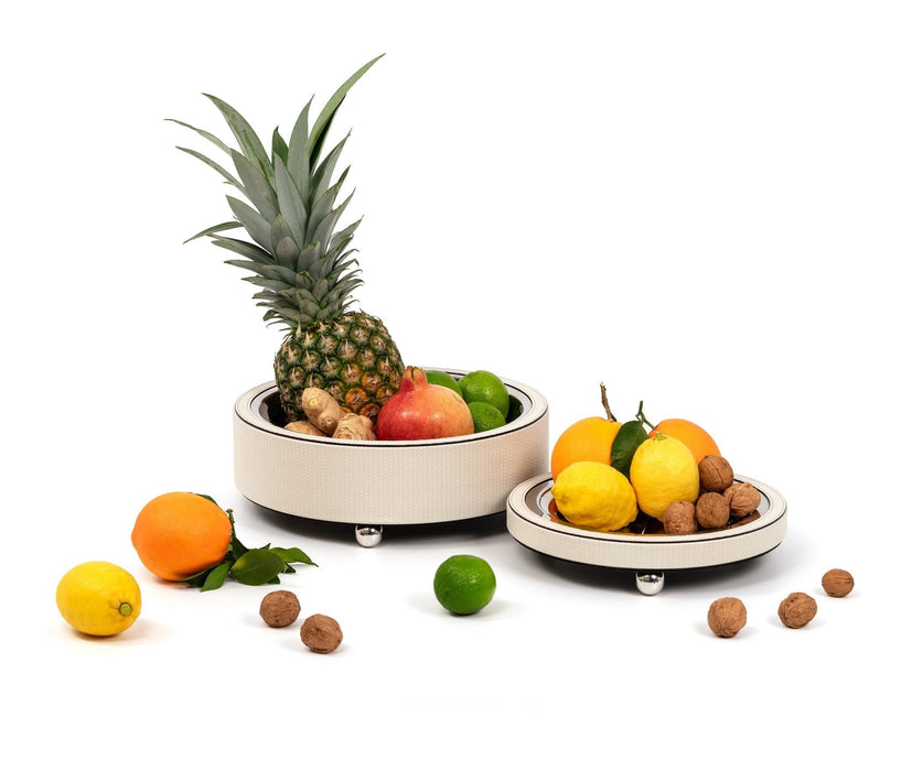 Elegant Leather-Adorned Wooden Structure Zoe Fruit Holder