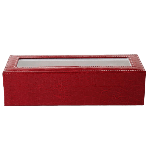 Exquisite Women's Red Leather Watch Holder Case with 6 Slots