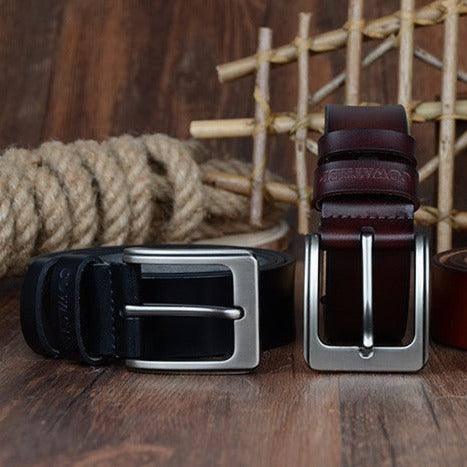 Elegant Men's Casual Leather Belt, Modern Goga Model - Artynov | Unique Handmade Accessories