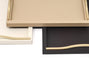 Elegant Rectangular Calfskin Leather Onda Tray with Wavy Metal Handles